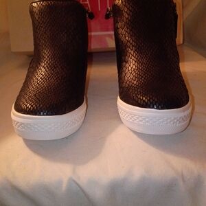 Not Rated Black Textured Wedge Sneakers